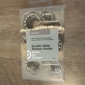Nickel Finish. Double Glide. Made By Design Metallic Shower Hooks